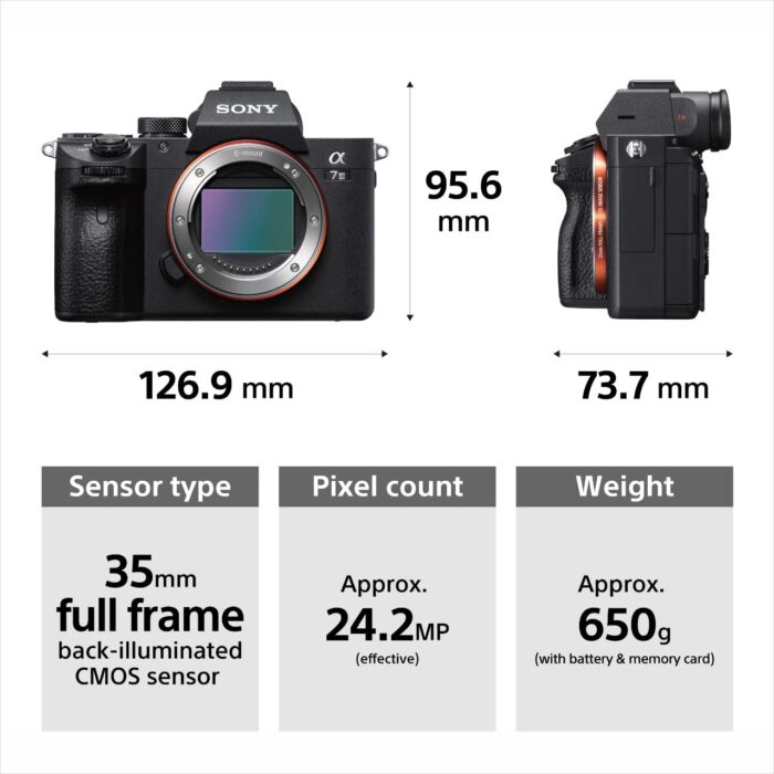 Sony Alpha ILCE-7M3 Full-Frame 24.2MP Mirrorless Digital SLR Camera Body | 4K Full Frame | Real-Time Eye Auto Focus | Tiltable LCD, Low Light Camera - Black - Image 3