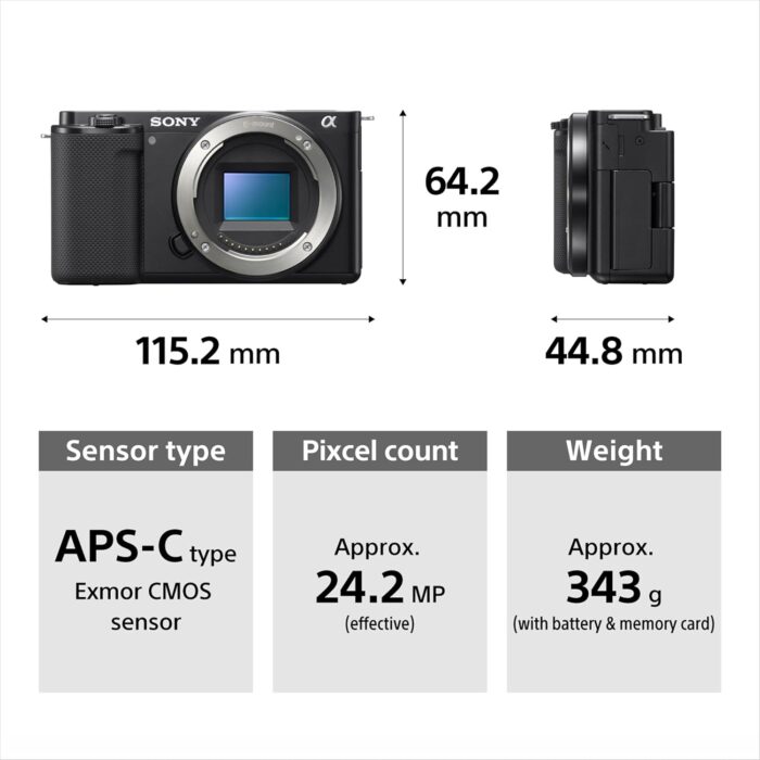 Sony Alpha ZV-E10 24.2 Mega Pixel Interchangeable-Lens Mirrorless vlog Camera, Made for Creators | APS-C Sensor |Advanced Autofocus | Clear Audio & 4K Movie Recording (Body Only) – Black - Image 3