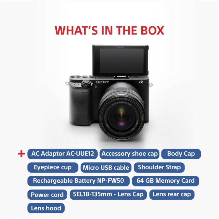 Sony Alpha ILCE-6400M 24.2MP Mirrorless Digital SLR Camera (Black) with 18-135mm Zoom Lens | APS-C Sensor |Real-Time Eye Auto Focus | 4K Vlogging Camera | Tiltable LCD - Black - Image 12