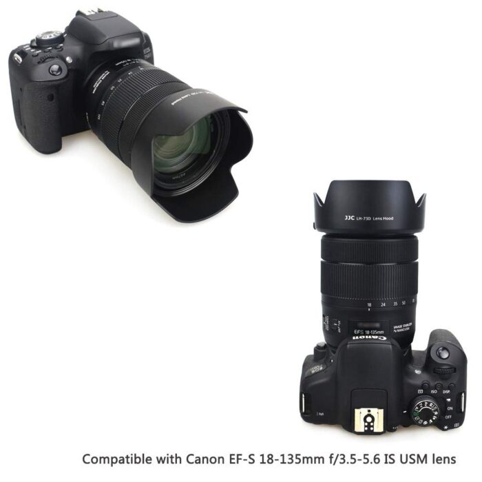 JJC LH-73D Lens Hood Compatible with Canon EW-73D EF-S 18-135mm f/3.5-5.6 is USM Lens, Black - Image 2