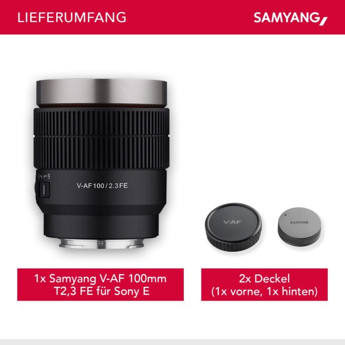 Samyang V-Af 100 Mm T2.3 Fe for Sony E, Video Lens, Auto Focus Lens, Cine Lens 8K Support, Custom Switch and Button - Black - Image 7