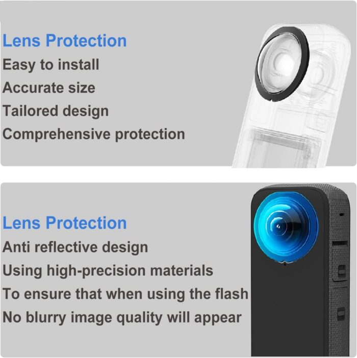 ADOFYS Silicon Protective lense Cap Screen Protectors and Lens Guards Cap for Insta360 x3,Bundle Include 1pc Silicone Cap+2pcs Screen Protectors+2pc Lens Guards - Image 3