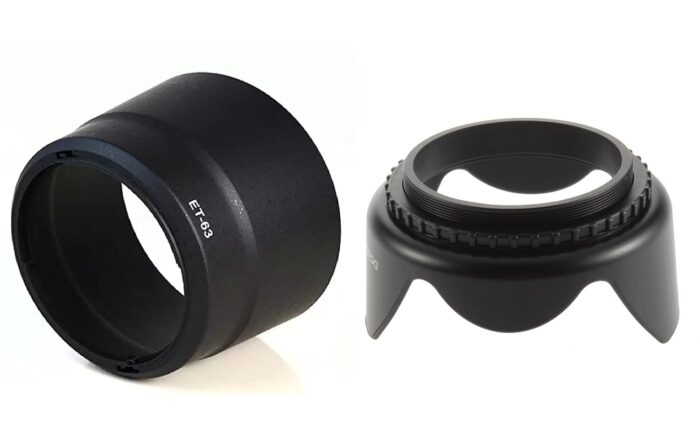 FND Hood for Camera Lens, Made ABS,58MM Flower Hood for Canon 18-55 & ET 63 Hood for 55-250 is STM