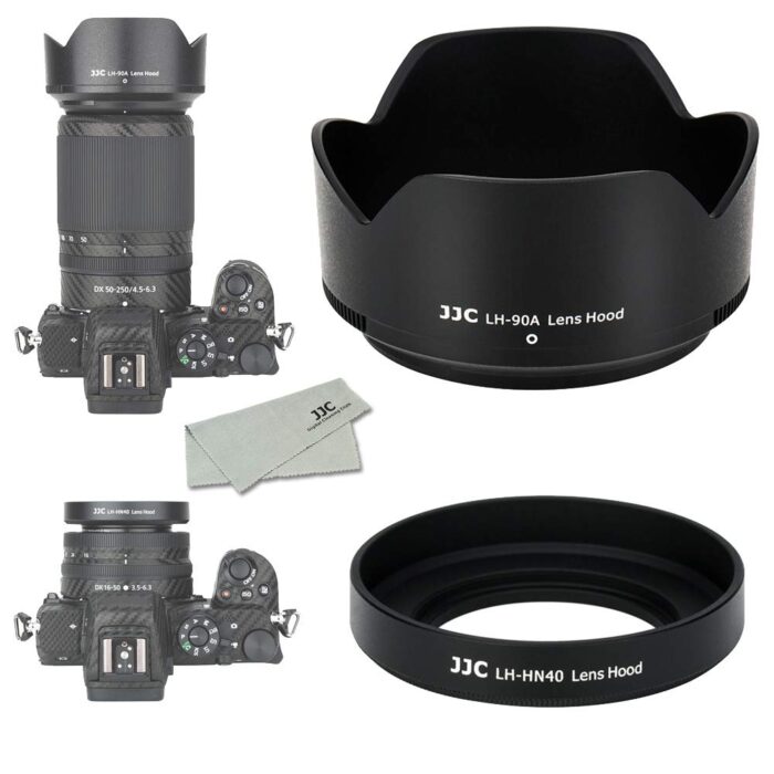 (1+1) Screw on + Bayonet Lens Hood Shade for Nikon Z50 Dual Lens Kit (Nikkor Z DX 16-50mm & 50-250mm) Replaces HN-40 and HB-90A Lens Hood