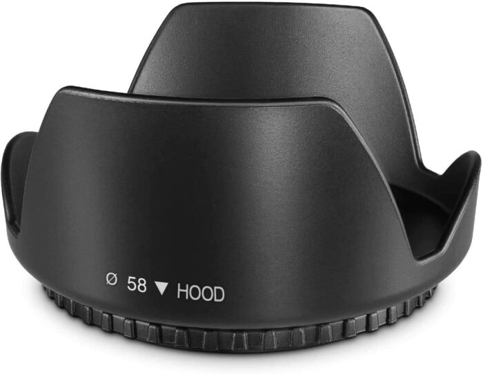 Boosty® Replacement Lens Hood 58MM Reversible Flower Lens Hood Black Color for Canon Rebel, Canon EOS 18-55MM Lens 55-250MM Lens (58mm Rev Lens Hood)