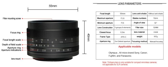 7artisans Photoelectric 50mm f/1.8 Lens for Sony E Mount (Black) - Image 2