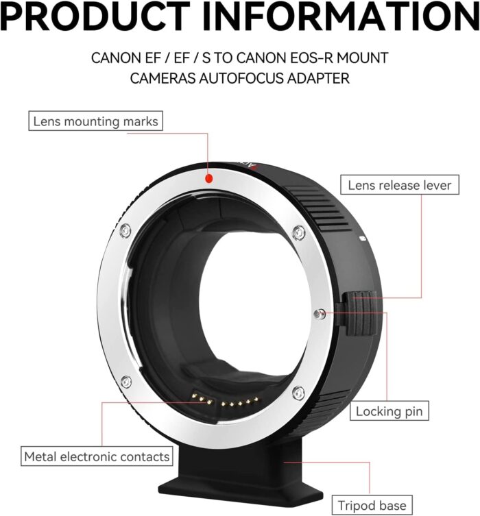 7artisans EF-EOS R Lens Adapter Auto-Focus Lens Speedbooster Converter Ring Compatible for Canon EF/EF-R Lens and Canon EOS R-Mount Camera for Canon EOS R, RP, R3, R5, R6, R7, R8, R10 - Image 2