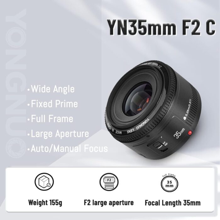 YN35mm F2 Lens 1:2 AF/MF Wide-Angle Fixed/Prime Auto Focus Lens for Canon EF Mount EOS Camera - Image 3