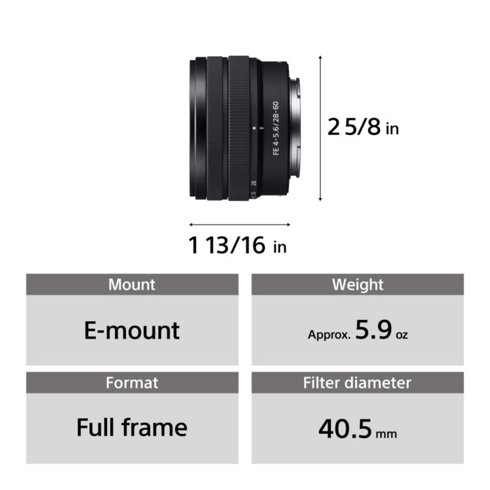 Sony FE 28-60mm F4-5.6 Full-Frame Compact Zoom Lens (SEL2860) (Black) - Image 3