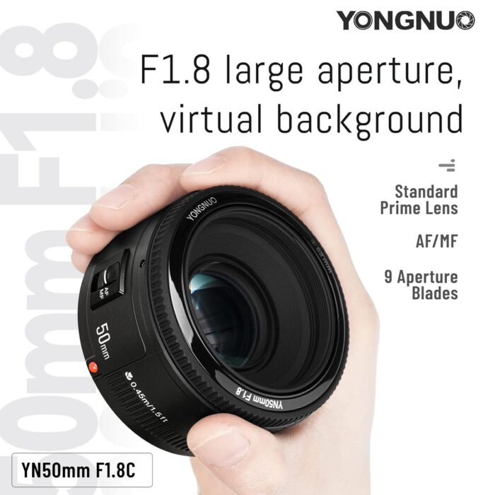 Yongnuo_ YN50 mm F1.8 Lens Large Aperture Auto Focus Lens for Canon EF Mount EOS Cameras - Image 2