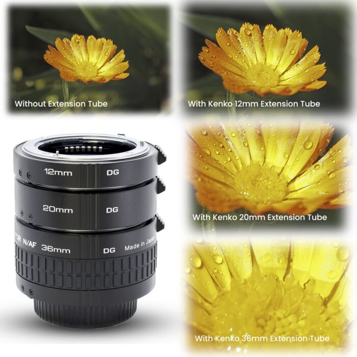 Kenko Extension Tube Kit Macro Lens Compatible with Nikon AF (Made in Japan), Black - Image 3