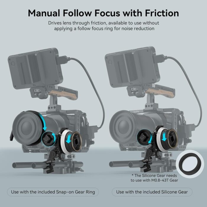 SmallRig Mini Follow Focus with A/B Stops & 15mm Rod Clamp and Snap-on Gear Ring Belt for DLSRs and Mirrorless Cameras, Fits Different Diameter Lenses Up to 114mm - Image 3