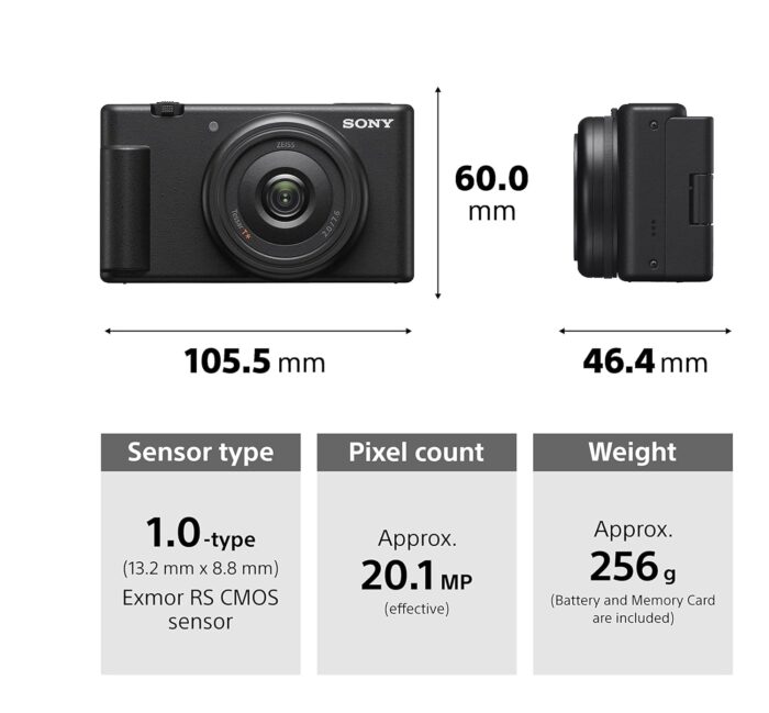 Sony Digital Camera ZV-1F for Content Creators with Ultra-Wide 20mm Prime Lens | Soft Skin Feature | Bokeh | Creative Look | Active Mode Stabilisation -Black - Image 3