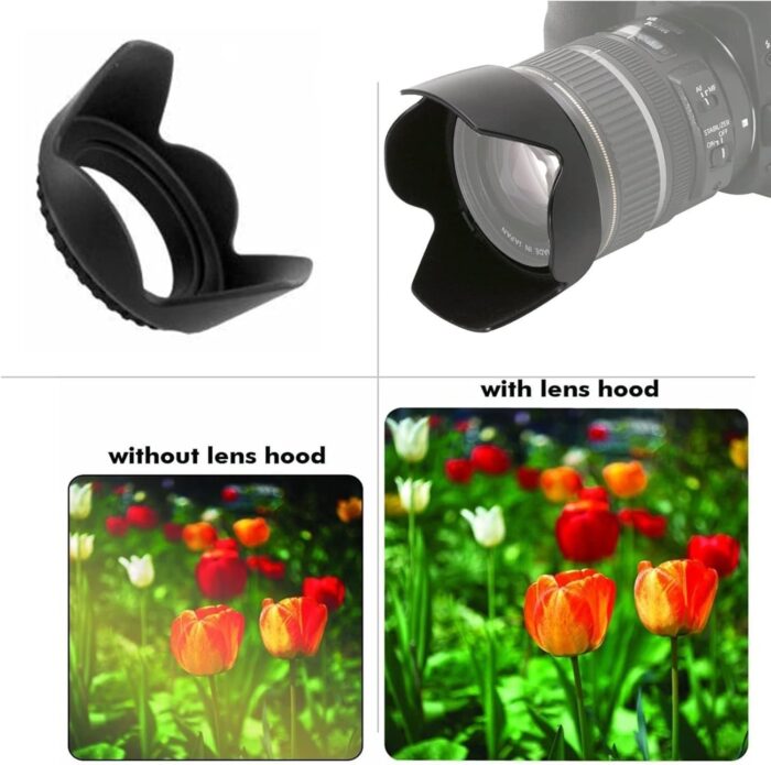 Hanumex® 77MM Reversible Tulip Flower Lens Hood for Canon EOS R, EOS 6D, 6D Mark II, 5D Mark IV & EF 24-105mm USM Lens - Superior Sun Glare & Lens Protection : Enhance Your Photography - Image 3