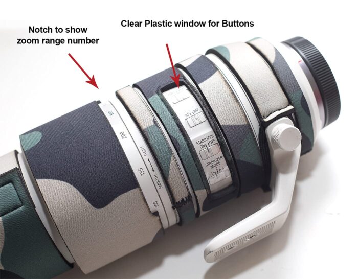 WildRoar Wild Coat for Canon RF 100-500mm f/4.5-7.1L is USM – Green Forest- Free Barrel Coat - Image 4