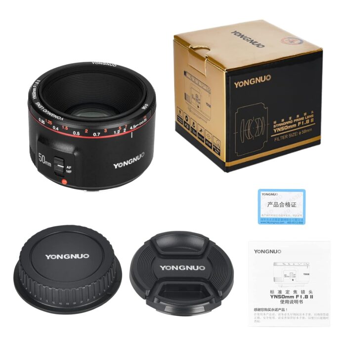 Yongnuo YN50MM F1.8 II AF/MF 0.35M Focus Distance Standard Prime Lens Black for Canon 5D IV 1DX I 200D II 850D 7D 6DII - Image 3