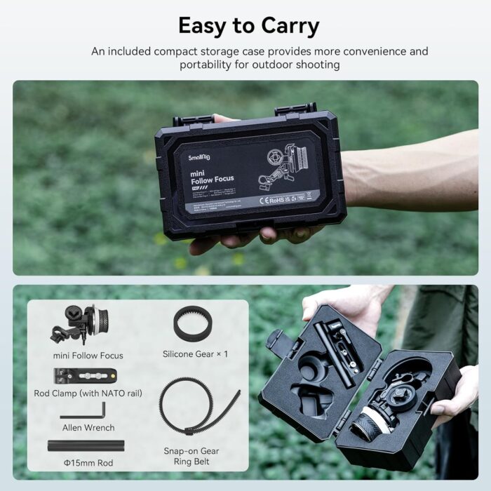 SmallRig Mini Follow Focus with A/B Stops & 15mm Rod Clamp and Snap-on Gear Ring Belt for DLSRs and Mirrorless Cameras, Fits Different Diameter Lenses Up to 114mm - Image 8