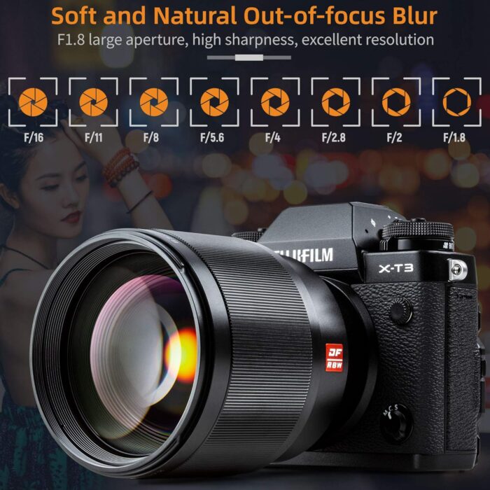 VILTROX 85mm f1.8 Fuji x Mount Lens AF Auto Lens Portrait Fixed Focus Lens for Fujifilm Fuji X Mount Camera X-T3 X-T2 X-T30 X-T20 X-T10 X-T100 X-PRO2 (Black) - Image 3