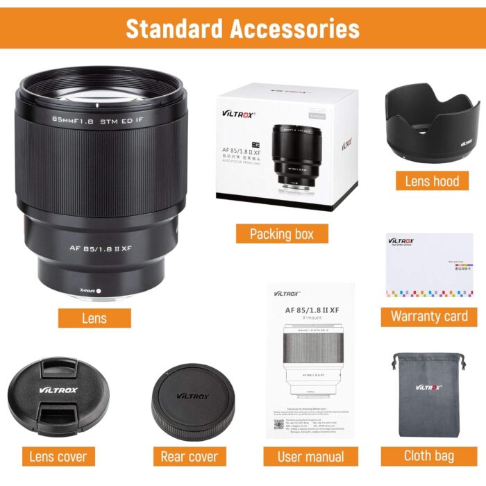 VILTROX 85mm f1.8 Fuji x Mount Lens AF Auto Lens Portrait Fixed Focus Lens for Fujifilm Fuji X Mount Camera X-T3 X-T2 X-T30 X-T20 X-T10 X-T100 X-PRO2 (Black) - Image 8