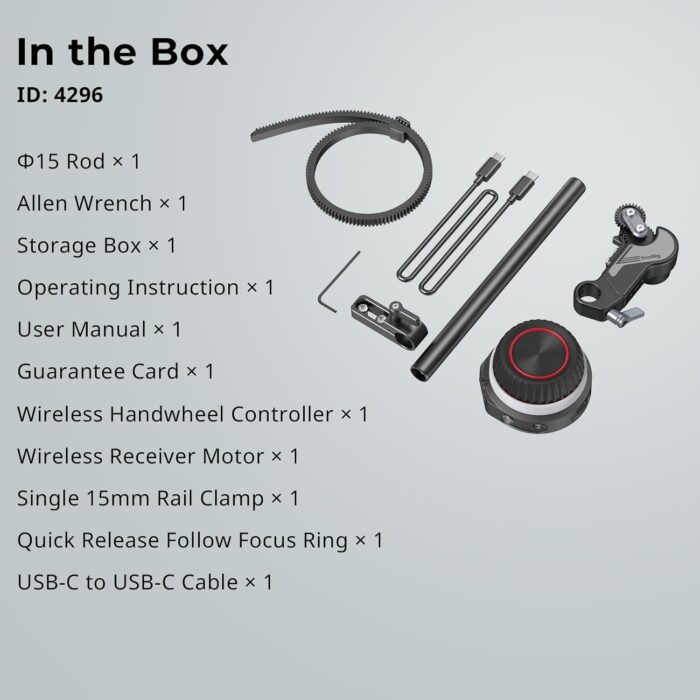 SmallRig Wireless Follow Focus Kit (Lite) with Handwheel Controller & Receiver Motor, A/B Stops & 15mm Rod Clamp, Compact Design, Widely Compatible with Cinema and Zoom Lenses with High Damping - 4296 - Image 9