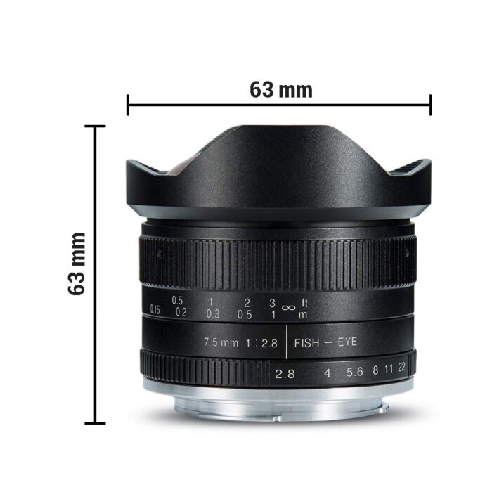 7artisans 7.5mm F2.8 APS-C Wide Angle Fisheye Fixed Lens for Canon Compact Mirrorless Cameras Canon EF-M Mount M1 M2 M3 M5 M6 M10-Black - Image 5