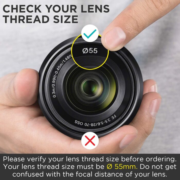 55MM 0.43x Altura Photo Professional HD Wide Angle Lens (w/Macro Portion) for Nikon D3400, D3500, D5500, D5600 and Sony Alpha Cameras - Image 3