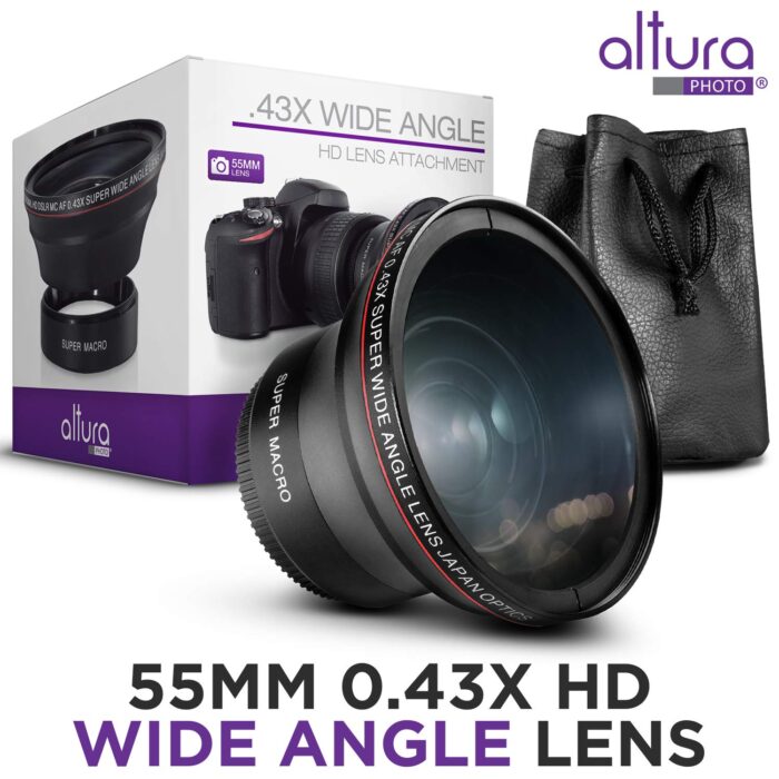 55MM 0.43x Altura Photo Professional HD Wide Angle Lens (w/Macro Portion) for Nikon D3400, D3500, D5500, D5600 and Sony Alpha Cameras - Image 4