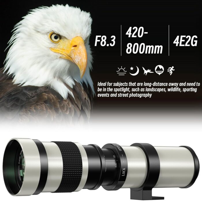 lightdow 420-800Mm F/8.3 Super Telephoto Lens With T-Mount Ring For Sony Mirrorless Camera Alpha A7R A7S A7 A6500 A6400 A6300 A6000 A5100 A5000 Nex-7 Nex-6 Nex-5T Nex-5R Etc, Black - Image 4