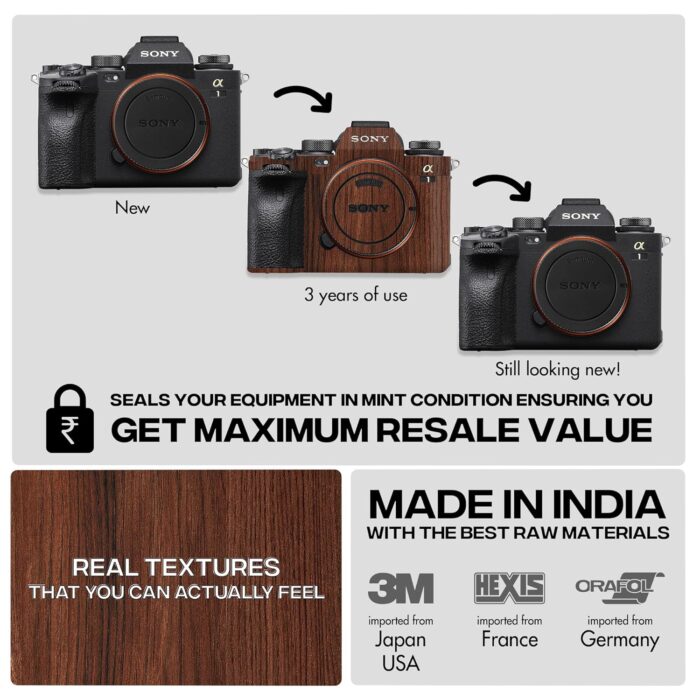 Capes India Camera Skin Cover Compatible with Sony A6300 / A6400 | Anti Scratch | Protective Film (Design - Walnut) - Image 5